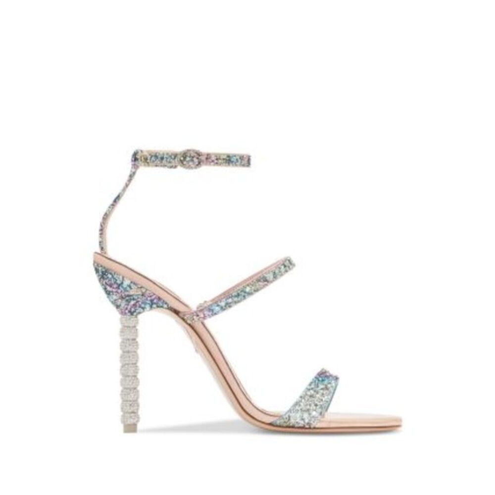 SOPHIA WEBSTER Womens Blue Crystal Bead Heel Rosalind Almond Stiletto Sandal 38 - Picture 3 of 3